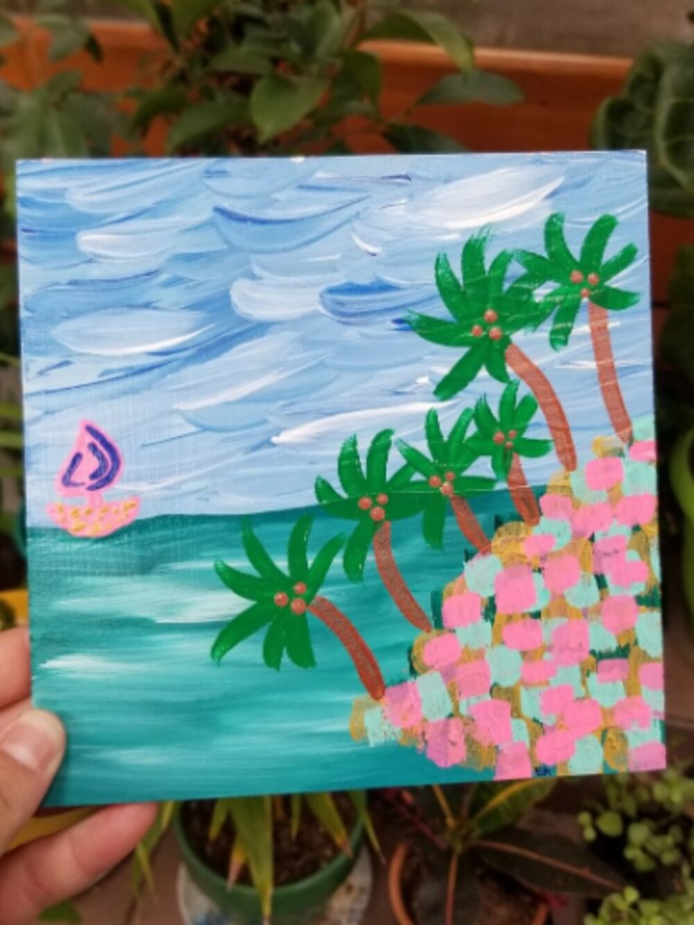 Tropical Island Sailboats Original Art Islands Collection 7 Painting
